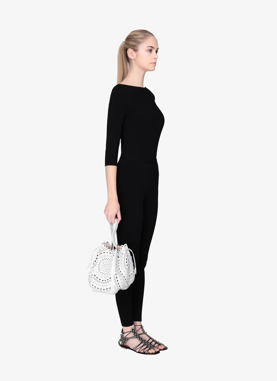 ROSE-MARIE STRA CUIR LUX NEW VIENNE FLEUR OPTICAL WHITE ALAÏA WHITE  ROSE-MARIE STRA CUIR LUX NEW VIENNE FLEUR OPTICAL WHITE